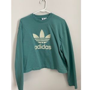 Adidas teal crop sweat shirt